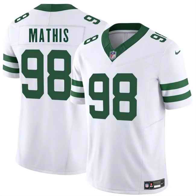 Men's New York Jets #98 Phidarian Mathis White 2025 F.U.S.E. Vapor Untouchable Limited Stitched Jersey